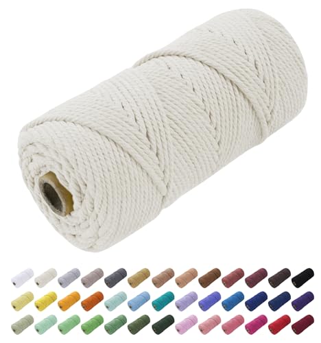 Makramee Garn Natürlich, Uiopa Makramee Garn 4mm x 100m Farbig Baumwollkordel Baumwollseil Geflochten Baumwollgarn Baumwollschnur, 4 Stränge Makramee-Garn für Wandbehang, Hängepflanze, DIY Boho Deko Makramee Garn Natürlich, Uiopa Makramee Garn 4mm x 100m Farbig Baumwollkordel Baumwollseil Geflochten Baumwollgarn Baumwollschnur, 4 Stränge Makramee-Garn für Wandbehang, Hängepflanze, DIY Boho Deko von Uiopa