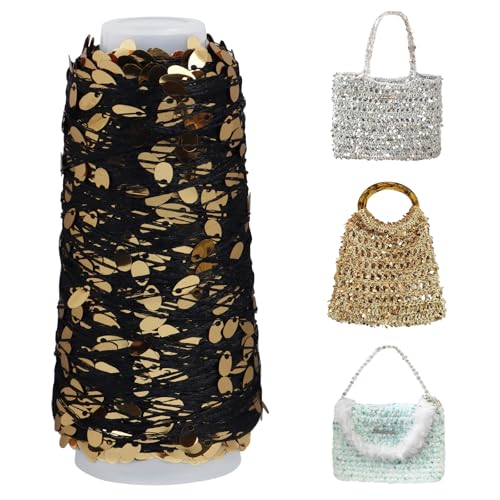 Uiopa 100g Paillettengarn, Glitzer Polyester Garn für Taschen, Taschengarn mit Pailletten Häkelgarn Beilaufgarn für Körbe, Handtasche, Heimdekoration, DIY Handwerk Uiopa 100g Paillettengarn, Glitzer Polyester Garn für Taschen, Taschengarn mit Pailletten Häkelgarn Beilaufgarn für Körbe, Handtasche, Heimdekoration, DIY Handwerk von Uiopa