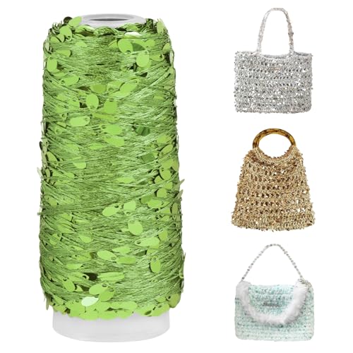 Uiopa 100g Paillettengarn, Glitzer Polyester Garn für Taschen, Taschengarn mit Pailletten Häkelgarn Beilaufgarn für Körbe, Handtasche, Heimdekoration, DIY Handwerk Uiopa 100g Paillettengarn, Glitzer Polyester Garn für Taschen, Taschengarn mit Pailletten Häkelgarn Beilaufgarn für Körbe, Handtasche, Heimdekoration, DIY Handwerk von Uiopa
