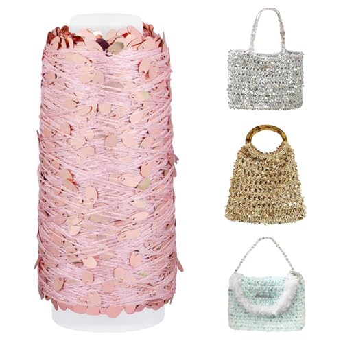 Uiopa 100g Paillettengarn, Glitzer Polyester Garn für Taschen, Taschengarn mit Pailletten Häkelgarn Beilaufgarn für Körbe, Handtasche, Heimdekoration, DIY Handwerk Uiopa 100g Paillettengarn, Glitzer Polyester Garn für Taschen, Taschengarn mit Pailletten Häkelgarn Beilaufgarn für Körbe, Handtasche, Heimdekoration, DIY Handwerk von Uiopa