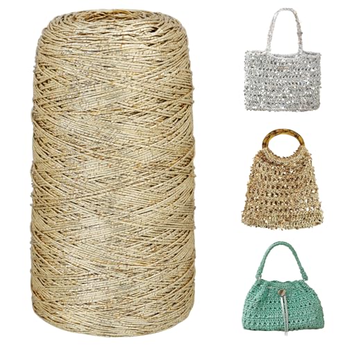 Uiopa 200g/480m Metallic Garn für Taschen Häkeln, Makramee Garn 1mm Taschengarn Glitzer Polyester Häkelgarn für Körbe, Handtasche, Heimdekoration, DIY Handwerk Uiopa 200g/480m Metallic Garn für Taschen Häkeln, Makramee Garn 1mm Taschengarn Glitzer Polyester Häkelgarn für Körbe, Handtasche, Heimdekoration, DIY Handwerk von Uiopa