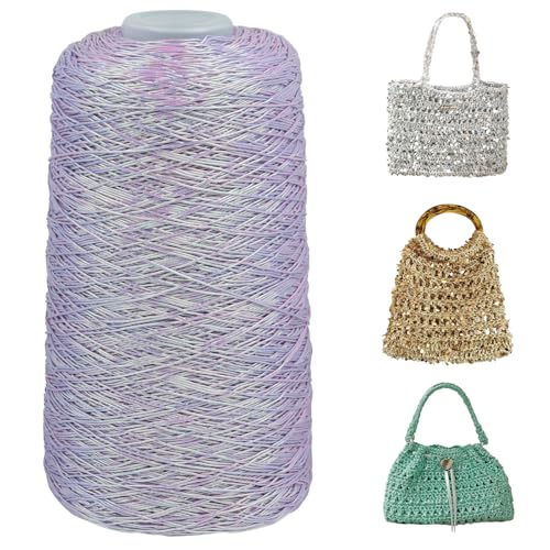 Uiopa 200g/480m Metallic Garn für Taschen Häkeln, Makramee Garn 1mm Taschengarn Glitzer Polyester Häkelgarn für Körbe, Handtasche, Heimdekoration, DIY Handwerk Uiopa 200g/480m Metallic Garn für Taschen Häkeln, Makramee Garn 1mm Taschengarn Glitzer Polyester Häkelgarn für Körbe, Handtasche, Heimdekoration, DIY Handwerk von Uiopa