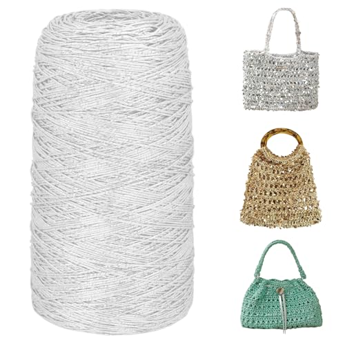 Uiopa 200g/480m Metallic Garn für Taschen Häkeln, Makramee Garn 1mm Taschengarn Glitzer Polyester Häkelgarn für Körbe, Handtasche, Heimdekoration, DIY Handwerk Uiopa 200g/480m Metallic Garn für Taschen Häkeln, Makramee Garn 1mm Taschengarn Glitzer Polyester Häkelgarn für Körbe, Handtasche, Heimdekoration, DIY Handwerk von Uiopa