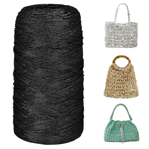 Uiopa 200g/480m Metallic Garn für Taschen Häkeln, Makramee Garn 1mm Taschengarn Glitzer Polyester Häkelgarn für Körbe, Handtasche, Heimdekoration, DIY Handwerk Uiopa 200g/480m Metallic Garn für Taschen Häkeln, Makramee Garn 1mm Taschengarn Glitzer Polyester Häkelgarn für Körbe, Handtasche, Heimdekoration, DIY Handwerk von Uiopa