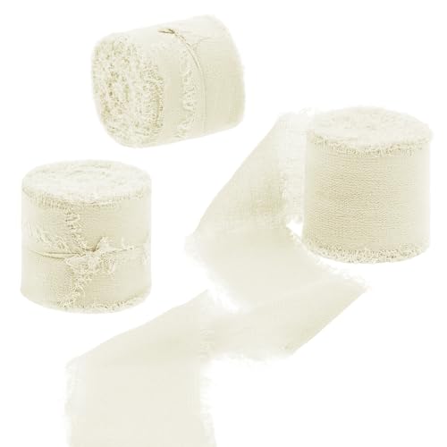 Uiopa 3 Rollen Chiffonband, Schleifenband Beige 4cm x 15m Geschenkband Hochzeit, Fransenband Dekoband Stoffband für Geschenk, Basteln, Brautstrauß, Tisch-Deko, DIY Handwerk Uiopa 3 Rollen Chiffonband, Schleifenband Beige 4cm x 15m Geschenkband Hochzeit, Fransenband Dekoband Stoffband für Geschenk, Basteln, Brautstrauß, Tisch-Deko, DIY Handwerk von Uiopa