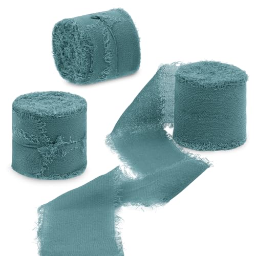 Uiopa 3 Rollen Chiffonband, Schleifenband Blaugrün 4cm x 15m Geschenkband Hochzeit, Fransenband Dekoband Stoffband für Geschenk, Basteln, Brautstrauß, Tisch-Deko, DIY Handwerk Uiopa 3 Rollen Chiffonband, Schleifenband Blaugrün 4cm x 15m Geschenkband Hochzeit, Fransenband Dekoband Stoffband für Geschenk, Basteln, Brautstrauß, Tisch-Deko, DIY Handwerk von Uiopa