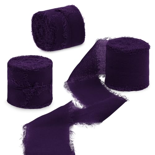 Uiopa 3 Rollen Chiffonband, Schleifenband Dunkelviolett 4cm x 15m Geschenkband Hochzeit, Fransenband Dekoband Stoffband für Geschenk, Basteln, Brautstrauß, Tisch-Deko, DIY Handwerk Uiopa 3 Rollen Chiffonband, Schleifenband Dunkelviolett 4cm x 15m Geschenkband Hochzeit, Fransenband Dekoband Stoffband für Geschenk, Basteln, Brautstrauß, Tisch-Deko, DIY Handwerk von Uiopa