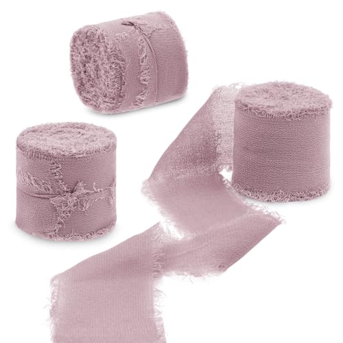 Uiopa 3 Rollen Chiffonband, Schleifenband Grau Rosa 4cm x 15m Geschenkband Hochzeit, Fransenband Dekoband Stoffband für Geschenk, Basteln, Brautstrauß, Tisch-Deko, DIY Handwerk Uiopa 3 Rollen Chiffonband, Schleifenband Grau Rosa 4cm x 15m Geschenkband Hochzeit, Fransenband Dekoband Stoffband für Geschenk, Basteln, Brautstrauß, Tisch-Deko, DIY Handwerk von Uiopa