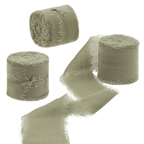 Uiopa 3 Rollen Chiffonband, Schleifenband Olivgrün 4cm x 15m Geschenkband Hochzeit, Fransenband Dekoband Stoffband für Geschenk, Basteln, Brautstrauß, Tisch-Deko, DIY Handwerk Uiopa 3 Rollen Chiffonband, Schleifenband Olivgrün 4cm x 15m Geschenkband Hochzeit, Fransenband Dekoband Stoffband für Geschenk, Basteln, Brautstrauß, Tisch-Deko, DIY Handwerk von Uiopa