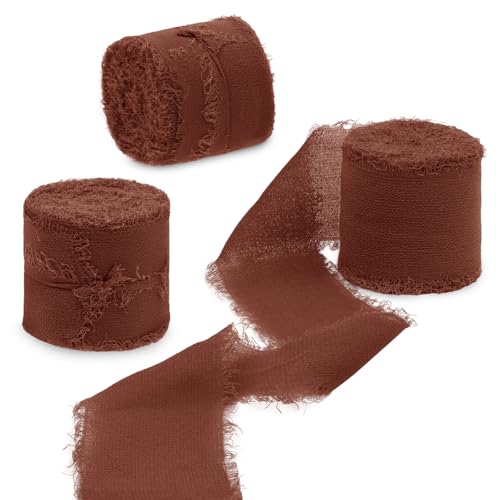Uiopa 3 Rollen Chiffonband, Schleifenband Rostrot 4cm x 15m Geschenkband Hochzeit, Fransenband Dekoband Stoffband für Geschenk, Basteln, Brautstrauß, Tisch-Deko, DIY Handwerk Uiopa 3 Rollen Chiffonband, Schleifenband Rostrot 4cm x 15m Geschenkband Hochzeit, Fransenband Dekoband Stoffband für Geschenk, Basteln, Brautstrauß, Tisch-Deko, DIY Handwerk von Uiopa