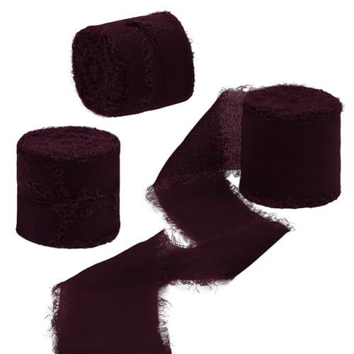 Uiopa 3 Rollen Chiffonband, Schleifenband Weinrot 4cm x 15m Geschenkband Hochzeit, Fransenband Dekoband Stoffband für Geschenk, Basteln, Brautstrauß, Tisch-Deko, DIY Handwerk Uiopa 3 Rollen Chiffonband, Schleifenband Weinrot 4cm x 15m Geschenkband Hochzeit, Fransenband Dekoband Stoffband für Geschenk, Basteln, Brautstrauß, Tisch-Deko, DIY Handwerk von Uiopa