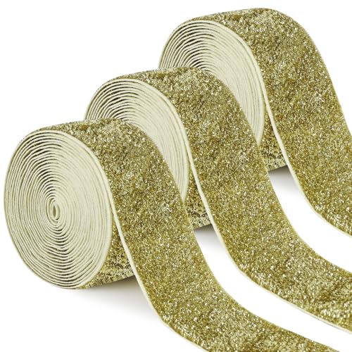 Uiopa 3 Rollen Glitzerband Samtband Gold Geschenkband Breit 38mm x 2,7m Schleifenband Samt Dekoband Ribbon Stoffbänder für Geschenkverpackungen, Kränze, Blumensträuße, DIY-Projekte Uiopa 3 Rollen Glitzerband Samtband Gold Geschenkband Breit 38mm x 2,7m Schleifenband Samt Dekoband Ribbon Stoffbänder für Geschenkverpackungen, Kränze, Blumensträuße, DIY-Projekte von Uiopa
