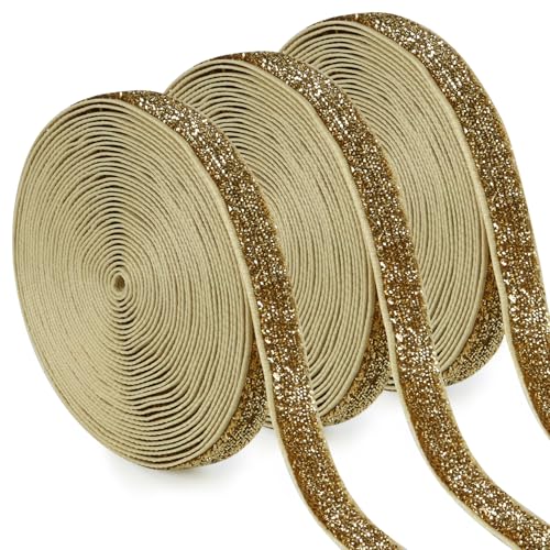 Uiopa 3 Rollen Glitzerband Samtband Goldgelb Geschenkband Breit 10mm x 4,5m Schleifenband Samt Dekoband Ribbon Stoffbänder für Geschenkverpackungen, Kränze, Blumensträuße, DIY-Projekte Uiopa 3 Rollen Glitzerband Samtband Goldgelb Geschenkband Breit 10mm x 4,5m Schleifenband Samt Dekoband Ribbon Stoffbänder für Geschenkverpackungen, Kränze, Blumensträuße, DIY-Projekte von Uiopa