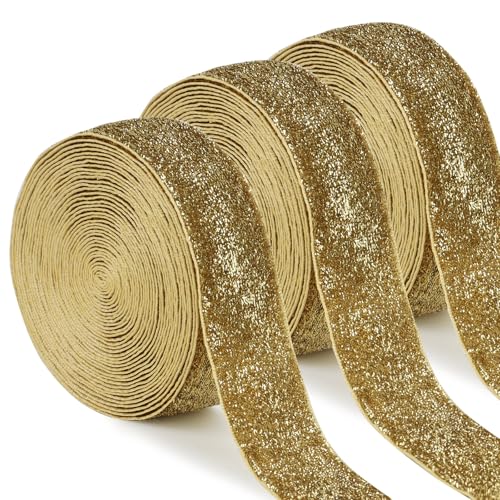 Uiopa 3 Rollen Glitzerband Samtband Goldgelb Geschenkband Breit 25mm x 4,5m Schleifenband Samt Dekoband Ribbon Stoffbänder für Geschenkverpackungen, Kränze, Blumensträuße, DIY-Projekte Uiopa 3 Rollen Glitzerband Samtband Goldgelb Geschenkband Breit 25mm x 4,5m Schleifenband Samt Dekoband Ribbon Stoffbänder für Geschenkverpackungen, Kränze, Blumensträuße, DIY-Projekte von Uiopa