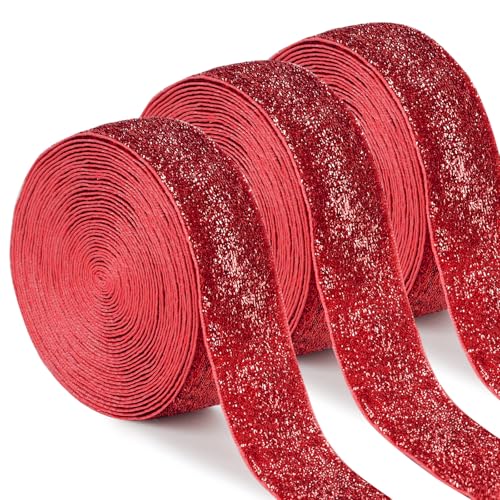 Uiopa 3 Rollen Glitzerband Samtband Rot Geschenkband Breit 25mm x 4,5m Schleifenband Samt Dekoband Ribbon Stoffbänder für Geschenkverpackungen, Kränze, Blumensträuße, DIY-Projekte Uiopa 3 Rollen Glitzerband Samtband Rot Geschenkband Breit 25mm x 4,5m Schleifenband Samt Dekoband Ribbon Stoffbänder für Geschenkverpackungen, Kränze, Blumensträuße, DIY-Projekte von Uiopa