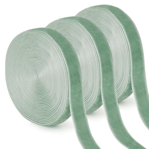 Uiopa 3 Rollen Samtband Mintgrün Geschenkband Breit 10mm x 4,5m Schleifenband Samt Dekoband Ribbon Stoffbänder für Geschenkverpackungen, Kränze, Blumensträuße, DIY-Projekte von Uiopa