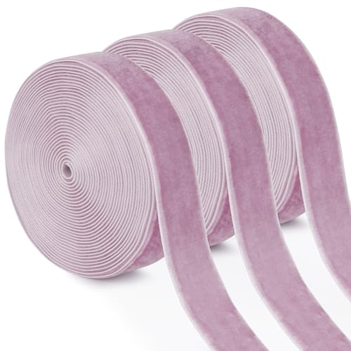 Uiopa 3 Rollen Samtband Rosa Geschenkband Breit 15mm x 4,5m Schleifenband Samt Dekoband Ribbon Stoffbänder für Geschenkverpackungen, Kränze, Blumensträuße, DIY-Projekte von Uiopa