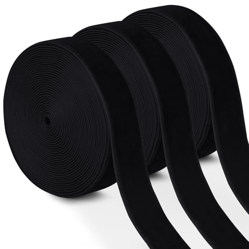 Uiopa 3 Rollen Samtband Schwarz Geschenkband Breit 15mm x 4,5m Schleifenband Samt Dekoband Ribbon Stoffbänder für Geschenkverpackungen, Kränze, Blumensträuße, DIY-Projekte von Uiopa