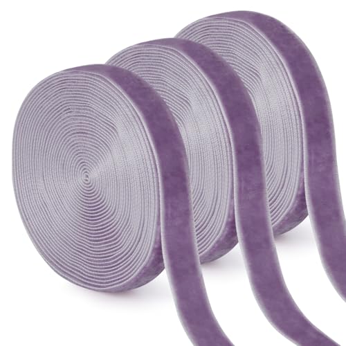 Uiopa 3 Rollen Samtband Taro Violett Geschenkband Breit 10mm x 4,5m Schleifenband Samt Dekoband Ribbon Stoffbänder für Geschenkverpackungen, Kränze, Blumensträuße, DIY-Projekte von Uiopa
