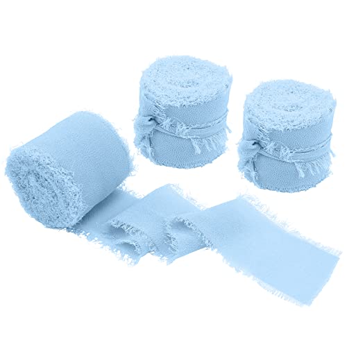 Uiopa 3 Rollen Schleifenband Breit 38mm Chiffonband Hellblau Geschenkband Hochzeit Dekoband Fransenband für Geschenkverpackung Brautsträuße Tisch-Deko DIY Handwerk Uiopa 3 Rollen Schleifenband Breit 38mm Chiffonband Hellblau Geschenkband Hochzeit Dekoband Fransenband für Geschenkverpackung Brautsträuße Tisch-Deko DIY Handwerk von Uiopa
