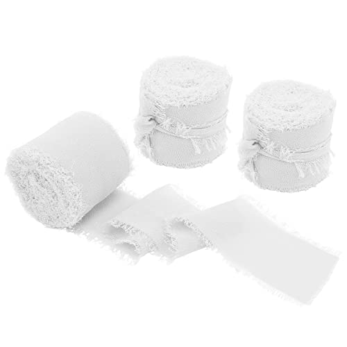 Uiopa 3 Rollen Schleifenband Breit 38mm Chiffonband Weiss Geschenkband Hochzeit Dekoband Fransenband für Geschenkverpackung Brautsträuße Tisch-Deko DIY Handwerk Uiopa 3 Rollen Schleifenband Breit 38mm Chiffonband Weiss Geschenkband Hochzeit Dekoband Fransenband für Geschenkverpackung Brautsträuße Tisch-Deko DIY Handwerk von Uiopa