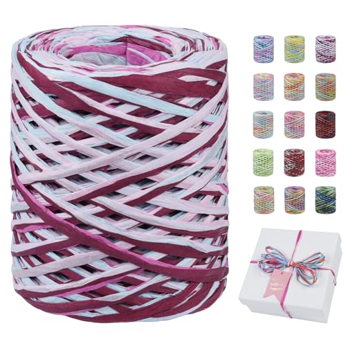 Uiopa Bastband, 120m Geschenkband Bunt Papiergarn, Bast Band Natur Dekoband für Geschenkverpackungen, Kränze, Blumensträuße, DIY Kunsthandwerk Uiopa Bastband, 120m Geschenkband Bunt Papiergarn, Bast Band Natur Dekoband für Geschenkverpackungen, Kränze, Blumensträuße, DIY Kunsthandwerk von Uiopa