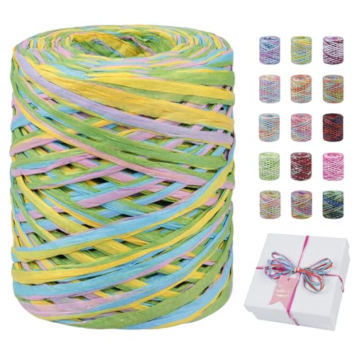 Uiopa Bastband, 120m Geschenkband Bunt Papiergarn, Bast Band Natur Dekoband für Geschenkverpackungen, Kränze, Blumensträuße, DIY Kunsthandwerk Uiopa Bastband, 120m Geschenkband Bunt Papiergarn, Bast Band Natur Dekoband für Geschenkverpackungen, Kränze, Blumensträuße, DIY Kunsthandwerk von Uiopa