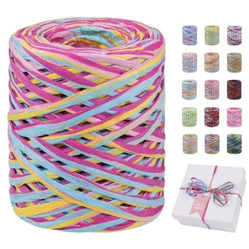 Uiopa Bastband, 120m Geschenkband Bunt Papiergarn, Bast Band Natur Dekoband für Geschenkverpackungen, Kränze, Blumensträuße, DIY Kunsthandwerk Uiopa Bastband, 120m Geschenkband Bunt Papiergarn, Bast Band Natur Dekoband für Geschenkverpackungen, Kränze, Blumensträuße, DIY Kunsthandwerk von Uiopa