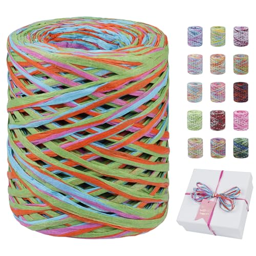 Uiopa Bastband, 120m Geschenkband Bunt Papiergarn, Bast Band Natur Dekoband für Geschenkverpackungen, Kränze, Blumensträuße, DIY Kunsthandwerk Uiopa Bastband, 120m Geschenkband Bunt Papiergarn, Bast Band Natur Dekoband für Geschenkverpackungen, Kränze, Blumensträuße, DIY Kunsthandwerk von Uiopa