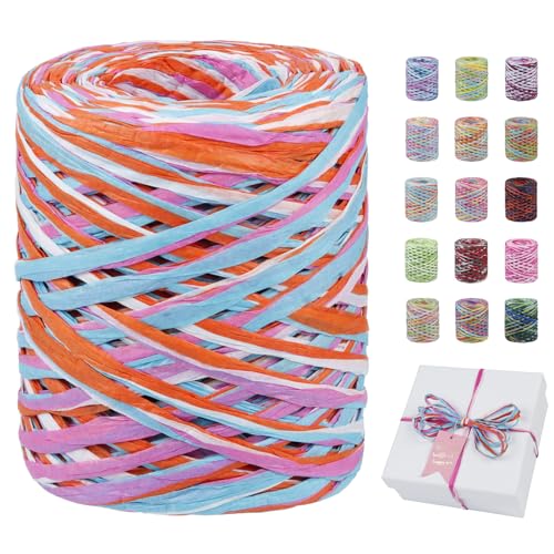 Uiopa Bastband, 120m Geschenkband Bunt Papiergarn, Bast Band Natur Dekoband für Geschenkverpackungen, Kränze, Blumensträuße, DIY Kunsthandwerk Uiopa Bastband, 120m Geschenkband Bunt Papiergarn, Bast Band Natur Dekoband für Geschenkverpackungen, Kränze, Blumensträuße, DIY Kunsthandwerk von Uiopa