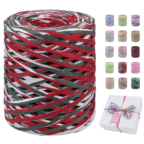 Uiopa Bastband, 150m Geschenkband Bunt Papiergarn, Bast Band Natur Dekoband für Geschenkverpackungen, Kränze, Blumensträuße, DIY Kunsthandwerk von Uiopa