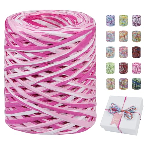 Uiopa Bastband, 150m Geschenkband Bunt Papiergarn, Bast Band Natur Dekoband für Geschenkverpackungen, Kränze, Blumensträuße, DIY Kunsthandwerk von Uiopa