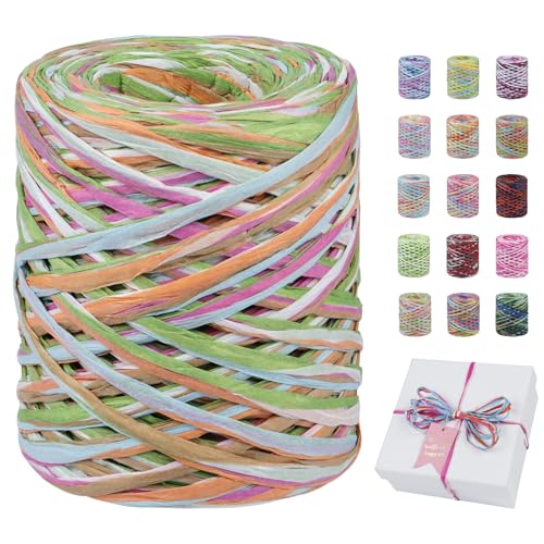 Uiopa Bastband, 80m Geschenkband Bunt Papiergarn, Bast Band Natur Dekoband für Geschenkverpackungen, Kränze, Blumensträuße, DIY Kunsthandwerk Uiopa Bastband, 80m Geschenkband Bunt Papiergarn, Bast Band Natur Dekoband für Geschenkverpackungen, Kränze, Blumensträuße, DIY Kunsthandwerk von Uiopa