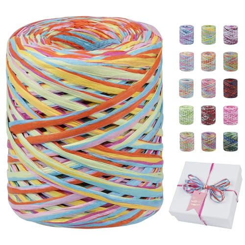 Uiopa Bastband, 80m Geschenkband Bunt Papiergarn, Bast Band Natur Dekoband für Geschenkverpackungen, Kränze, Blumensträuße, DIY Kunsthandwerk Uiopa Bastband, 80m Geschenkband Bunt Papiergarn, Bast Band Natur Dekoband für Geschenkverpackungen, Kränze, Blumensträuße, DIY Kunsthandwerk von Uiopa