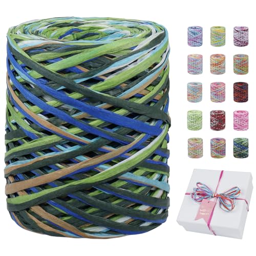 Uiopa Bastband, 80m Geschenkband Bunt Papiergarn, Bast Band Natur Dekoband für Geschenkverpackungen, Kränze, Blumensträuße, DIY Kunsthandwerk Uiopa Bastband, 80m Geschenkband Bunt Papiergarn, Bast Band Natur Dekoband für Geschenkverpackungen, Kränze, Blumensträuße, DIY Kunsthandwerk von Uiopa