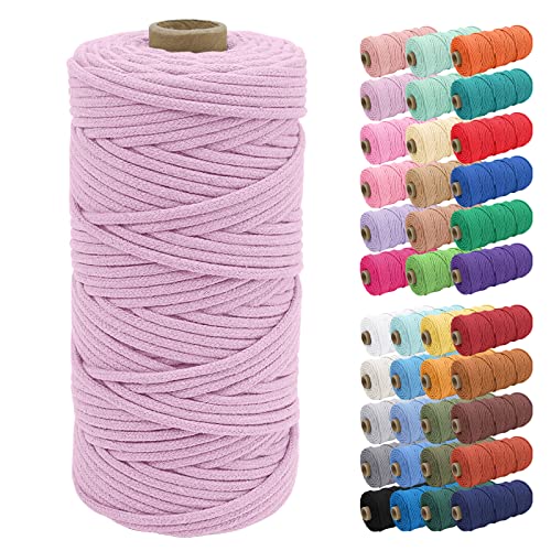 Uiopa Baumwollkordel 3mm x 100m, Makramee Garn Geflochten Baumwollgarn mit Kern, Baumwollseil Natürlicher Rope Garn für Taschen, Wandbehänge, Pflanzenaufhänger, DIY Handwerk von Uiopa