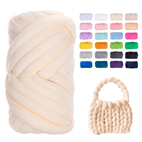 Uiopa Bulky Armstricken Wolle, 500g Dicke Wolle Sperrige Handstrickgarn, Grob Gestrickte Schlauchgarn Häkel Wolle Chunky Yarn für Taschen, Decken, Körbe, Haustiernester, DIY-Kunsthandwerk von Uiopa