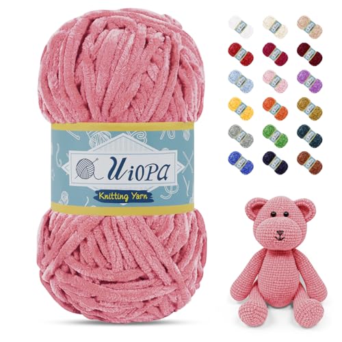 Uiopa Chenille Wolle zum Häkeln, 100g/80m Chunky Chenille Garn Samt Dicke Flauschige Wolle, Plüschwolle Weiche Häkelwolle Fluffy Yarn für Amigurumi, Mützen, Schals, Decken, DIY Handwer Uiopa Chenille Wolle zum Häkeln, 100g/80m Chunky Chenille Garn Samt Dicke Flauschige Wolle, Plüschwolle Weiche Häkelwolle Fluffy Yarn für Amigurumi, Mützen, Schals, Decken, DIY Handwer von Uiopa