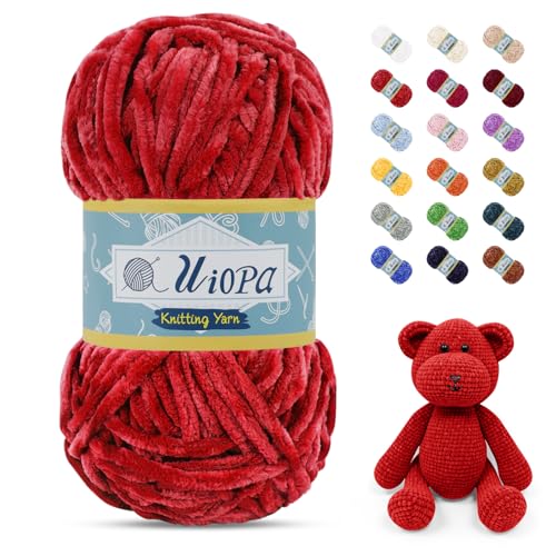 Uiopa Chenille Wolle zum Häkeln, 100g/80m Chunky Chenille Garn Samt Dicke Flauschige Wolle, Plüschwolle Weiche Häkelwolle Fluffy Yarn für Amigurumi, Mützen, Schals, Decken, DIY Handwer Uiopa Chenille Wolle zum Häkeln, 100g/80m Chunky Chenille Garn Samt Dicke Flauschige Wolle, Plüschwolle Weiche Häkelwolle Fluffy Yarn für Amigurumi, Mützen, Schals, Decken, DIY Handwer von Uiopa