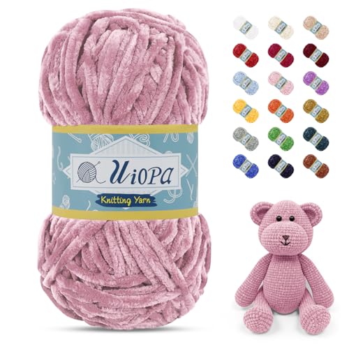 Uiopa Chenille Wolle zum Häkeln, 100g/80m Chunky Chenille Garn Samt Dicke Flauschige Wolle, Plüschwolle Weiche Häkelwolle Fluffy Yarn für Amigurumi, Mützen, Schals, Decken, DIY Handwer Uiopa Chenille Wolle zum Häkeln, 100g/80m Chunky Chenille Garn Samt Dicke Flauschige Wolle, Plüschwolle Weiche Häkelwolle Fluffy Yarn für Amigurumi, Mützen, Schals, Decken, DIY Handwer von Uiopa