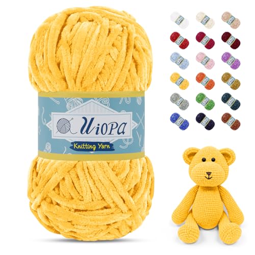 Uiopa Chenille Wolle zum Häkeln, 100g/80m Chunky Chenille Garn Samt Dicke Flauschige Wolle, Plüschwolle Weiche Häkelwolle Fluffy Yarn für Amigurumi, Mützen, Schals, Decken, DIY Handwer Uiopa Chenille Wolle zum Häkeln, 100g/80m Chunky Chenille Garn Samt Dicke Flauschige Wolle, Plüschwolle Weiche Häkelwolle Fluffy Yarn für Amigurumi, Mützen, Schals, Decken, DIY Handwer von Uiopa