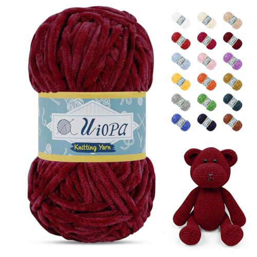 Uiopa Chenille Wolle zum Häkeln, 100g/80m Chunky Chenille Garn Samt Dicke Flauschige Wolle, Plüschwolle Weiche Häkelwolle Fluffy Yarn für Amigurumi, Mützen, Schals, Decken, DIY Handwer Uiopa Chenille Wolle zum Häkeln, 100g/80m Chunky Chenille Garn Samt Dicke Flauschige Wolle, Plüschwolle Weiche Häkelwolle Fluffy Yarn für Amigurumi, Mützen, Schals, Decken, DIY Handwer von Uiopa