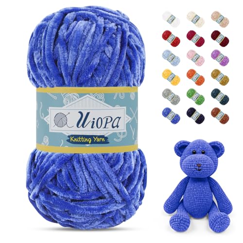 Uiopa Chenille Wolle zum Häkeln, 100g/80m Chunky Chenille Garn Samt Dicke Flauschige Wolle, Plüschwolle Weiche Häkelwolle Fluffy Yarn für Amigurumi, Mützen, Schals, Decken, DIY Handwer von Uiopa