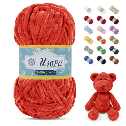 Uiopa Chenille Wolle zum Häkeln, 100g/80m Chunky Chenille Garn Samt Dicke Flauschige Wolle, Plüschwolle Weiche Häkelwolle Fluffy Yarn für Amigurumi, Mützen, Schals, Decken, DIY Handwer Uiopa Chenille Wolle zum Häkeln, 100g/80m Chunky Chenille Garn Samt Dicke Flauschige Wolle, Plüschwolle Weiche Häkelwolle Fluffy Yarn für Amigurumi, Mützen, Schals, Decken, DIY Handwer von Uiopa