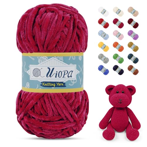 Uiopa Chenille Wolle zum Häkeln, 100g/80m Chunky Chenille Garn Samt Dicke Flauschige Wolle, Plüschwolle Weiche Häkelwolle Fluffy Yarn für Amigurumi, Mützen, Schals, Decken, DIY Handwer Uiopa Chenille Wolle zum Häkeln, 100g/80m Chunky Chenille Garn Samt Dicke Flauschige Wolle, Plüschwolle Weiche Häkelwolle Fluffy Yarn für Amigurumi, Mützen, Schals, Decken, DIY Handwer von Uiopa