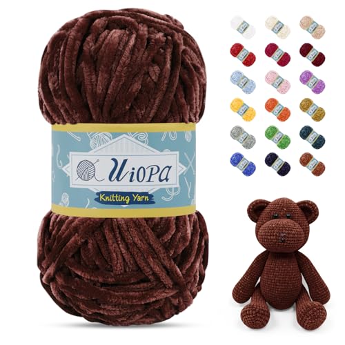 Uiopa Chenille Wolle zum Häkeln, 100g/80m Chunky Chenille Garn Samt Dicke Flauschige Wolle, Plüschwolle Weiche Häkelwolle Fluffy Yarn für Amigurumi, Mützen, Schals, Decken, DIY Handwer Uiopa Chenille Wolle zum Häkeln, 100g/80m Chunky Chenille Garn Samt Dicke Flauschige Wolle, Plüschwolle Weiche Häkelwolle Fluffy Yarn für Amigurumi, Mützen, Schals, Decken, DIY Handwer von Uiopa