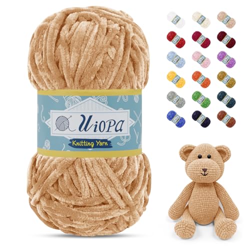 Uiopa Chenille Wolle zum Häkeln, 100g/80m Chunky Chenille Garn Samt Dicke Flauschige Wolle, Plüschwolle Weiche Häkelwolle Fluffy Yarn für Amigurumi, Mützen, Schals, Decken, DIY Handwer Uiopa Chenille Wolle zum Häkeln, 100g/80m Chunky Chenille Garn Samt Dicke Flauschige Wolle, Plüschwolle Weiche Häkelwolle Fluffy Yarn für Amigurumi, Mützen, Schals, Decken, DIY Handwer von Uiopa