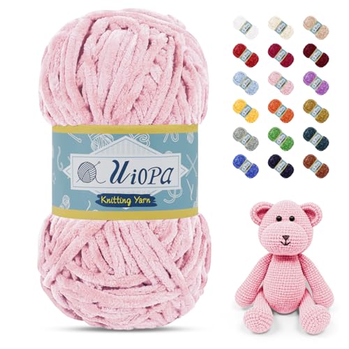 Uiopa Chenille Wolle zum Häkeln, 100g/80m Chunky Chenille Garn Samt Dicke Flauschige Wolle, Plüschwolle Weiche Häkelwolle Fluffy Yarn für Amigurumi, Mützen, Schals, Decken, DIY Handwer Uiopa Chenille Wolle zum Häkeln, 100g/80m Chunky Chenille Garn Samt Dicke Flauschige Wolle, Plüschwolle Weiche Häkelwolle Fluffy Yarn für Amigurumi, Mützen, Schals, Decken, DIY Handwer von Uiopa