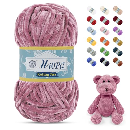 Uiopa Chenille Wolle zum Häkeln, 100g/80m Chunky Chenille Garn Samt Dicke Flauschige Wolle, Plüschwolle Weiche Häkelwolle Fluffy Yarn für Amigurumi, Mützen, Schals, Decken, DIY Handwer Uiopa Chenille Wolle zum Häkeln, 100g/80m Chunky Chenille Garn Samt Dicke Flauschige Wolle, Plüschwolle Weiche Häkelwolle Fluffy Yarn für Amigurumi, Mützen, Schals, Decken, DIY Handwer von Uiopa