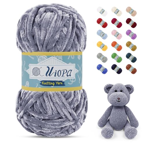 Uiopa Chenille Wolle zum Häkeln, 100g/80m Chunky Chenille Garn Samt Dicke Flauschige Wolle, Plüschwolle Weiche Häkelwolle Fluffy Yarn für Amigurumi, Mützen, Schals, Decken, DIY Handwer Uiopa Chenille Wolle zum Häkeln, 100g/80m Chunky Chenille Garn Samt Dicke Flauschige Wolle, Plüschwolle Weiche Häkelwolle Fluffy Yarn für Amigurumi, Mützen, Schals, Decken, DIY Handwer von Uiopa